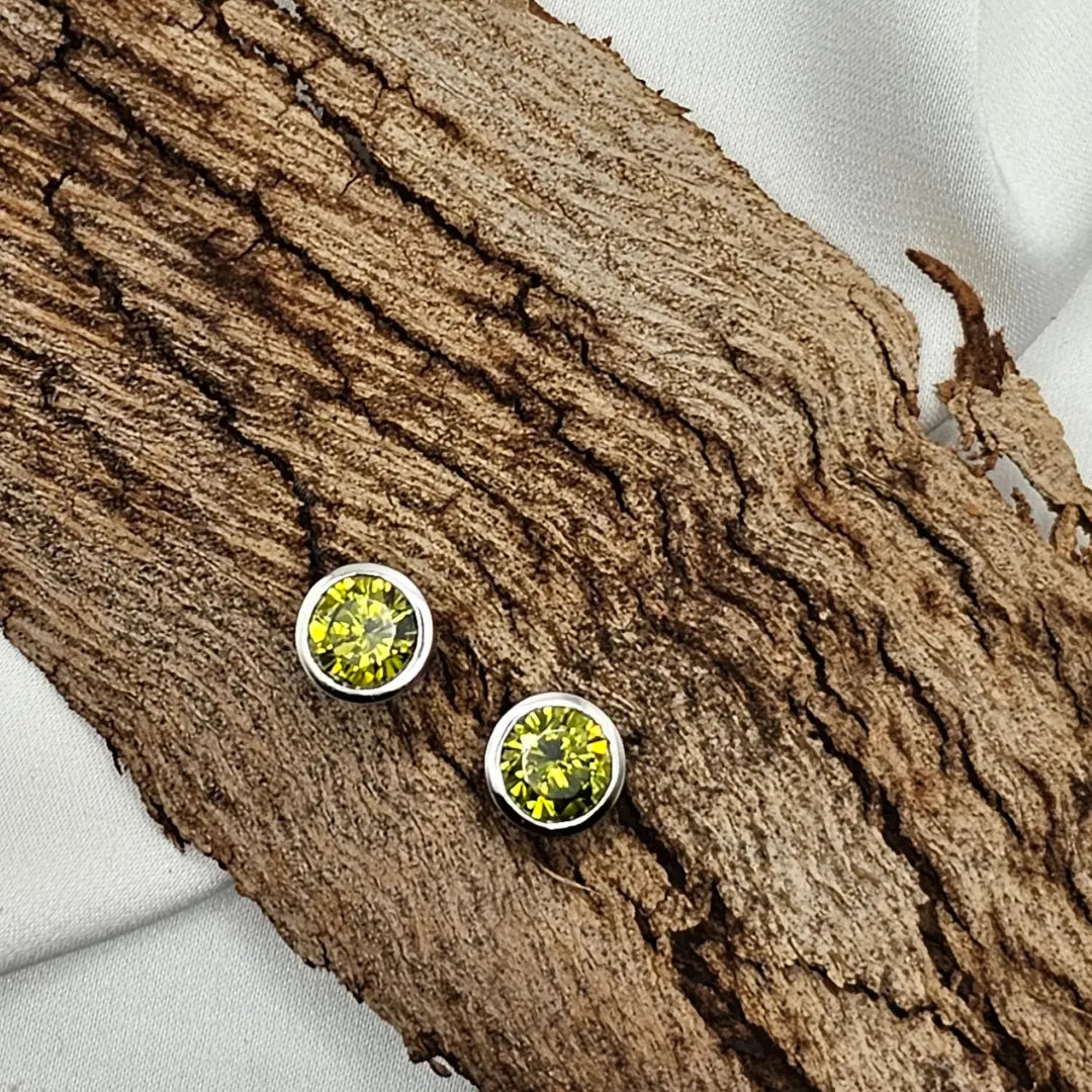 Pendientes Olivino Verde Plata