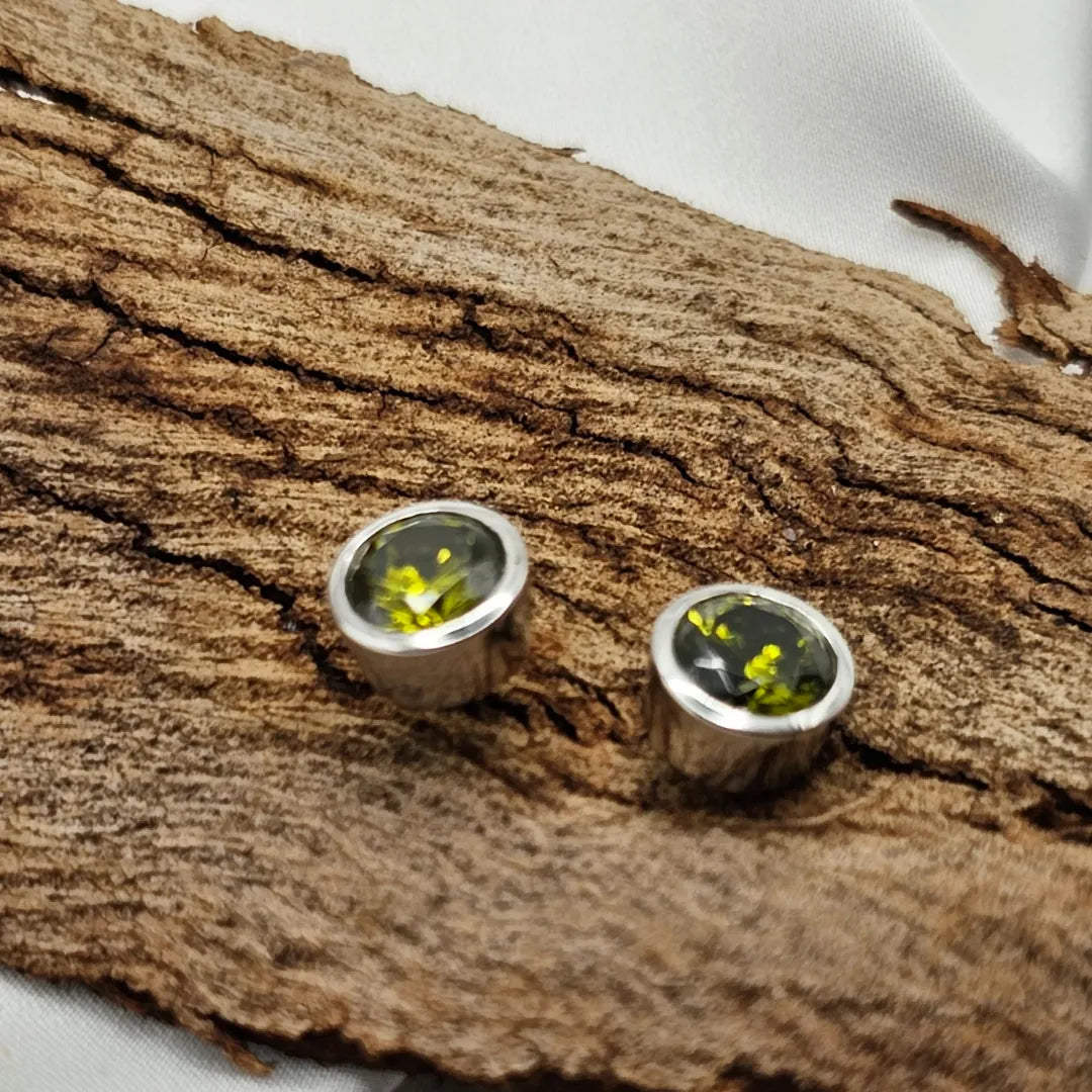 Pendientes Olivino Verde Plata