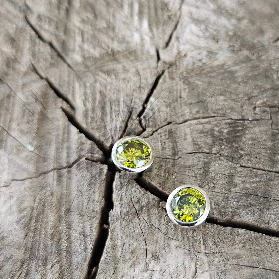 Pendientes Olivino Verde Plata