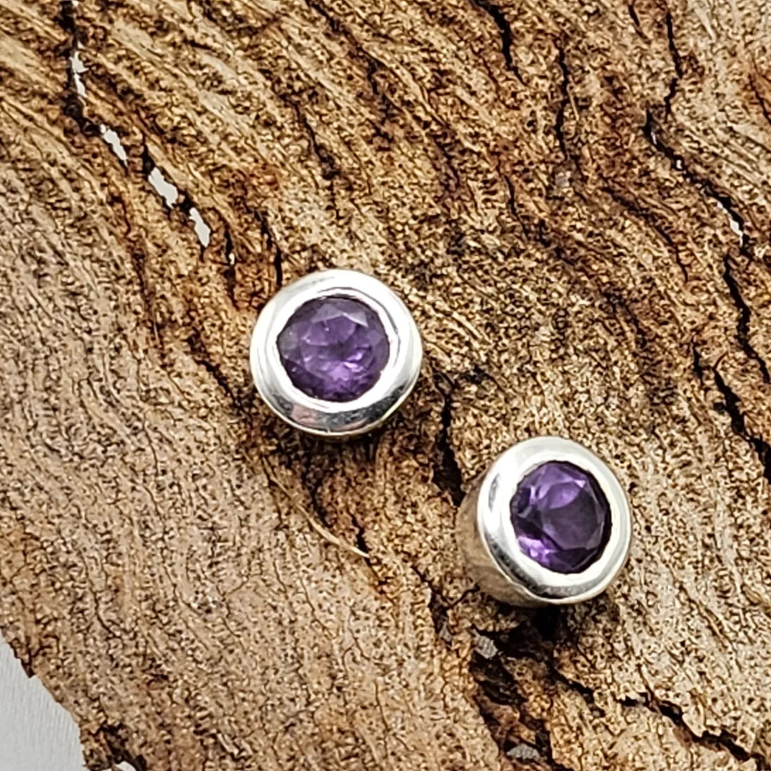 Pendientes Amatista Tallada Plata